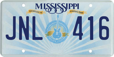 MS license plate JNL416