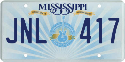MS license plate JNL417