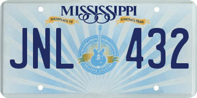 MS license plate JNL432