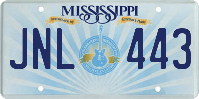 MS license plate JNL443