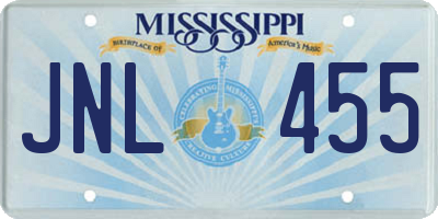 MS license plate JNL455