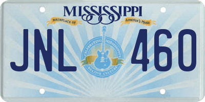 MS license plate JNL460