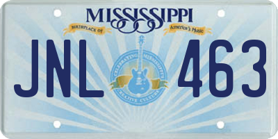 MS license plate JNL463