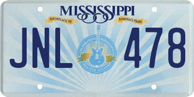 MS license plate JNL478