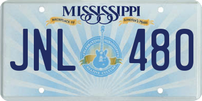 MS license plate JNL480