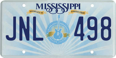 MS license plate JNL498