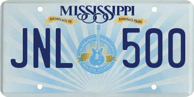 MS license plate JNL500