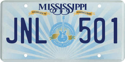 MS license plate JNL501