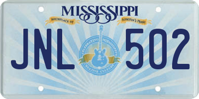 MS license plate JNL502