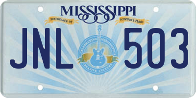 MS license plate JNL503