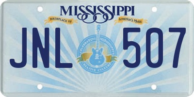 MS license plate JNL507