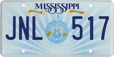 MS license plate JNL517