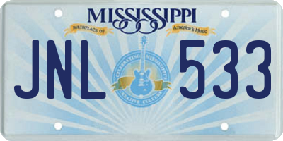 MS license plate JNL533