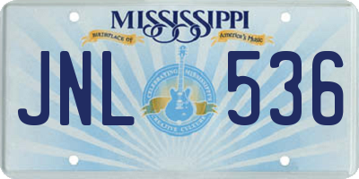 MS license plate JNL536