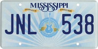 MS license plate JNL538