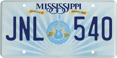 MS license plate JNL540