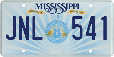 MS license plate JNL541