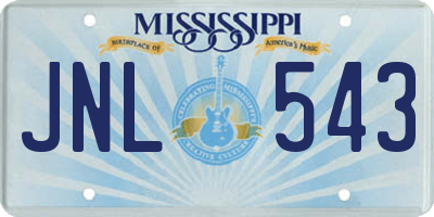 MS license plate JNL543
