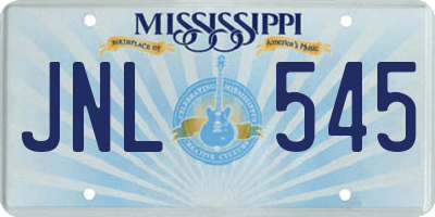 MS license plate JNL545