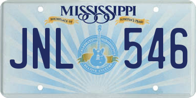 MS license plate JNL546