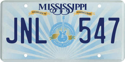 MS license plate JNL547