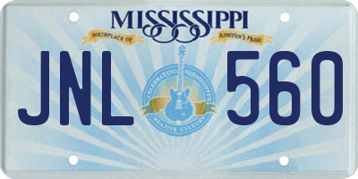 MS license plate JNL560
