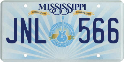 MS license plate JNL566