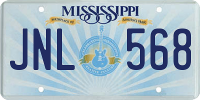MS license plate JNL568