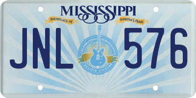 MS license plate JNL576