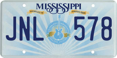 MS license plate JNL578