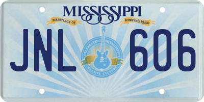 MS license plate JNL606