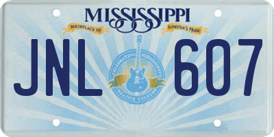 MS license plate JNL607
