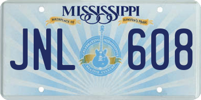 MS license plate JNL608