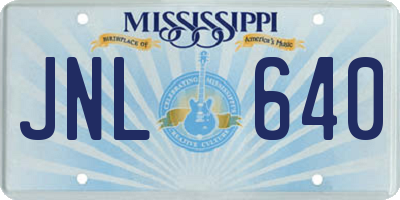MS license plate JNL640