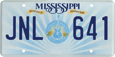 MS license plate JNL641