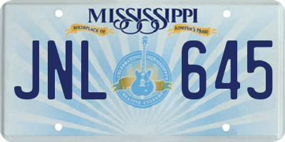 MS license plate JNL645