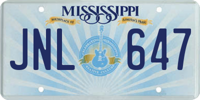 MS license plate JNL647