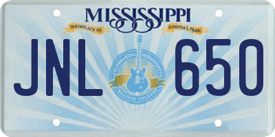 MS license plate JNL650