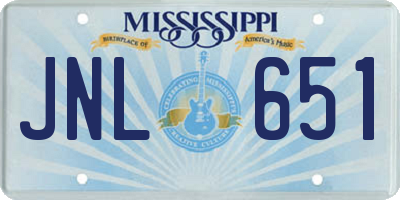 MS license plate JNL651