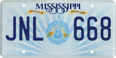 MS license plate JNL668