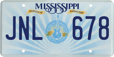 MS license plate JNL678