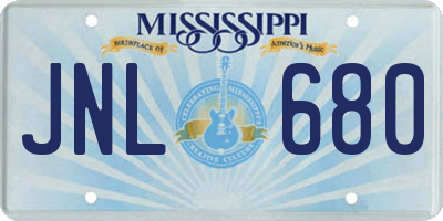 MS license plate JNL680