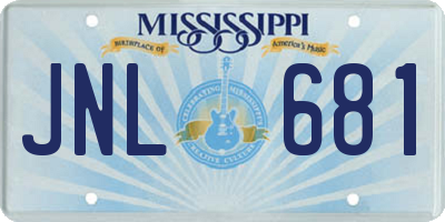 MS license plate JNL681