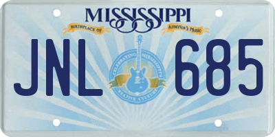 MS license plate JNL685