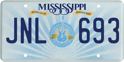 MS license plate JNL693