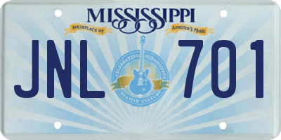 MS license plate JNL701
