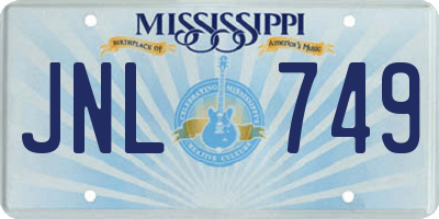 MS license plate JNL749
