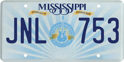 MS license plate JNL753