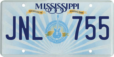 MS license plate JNL755