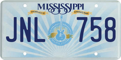 MS license plate JNL758